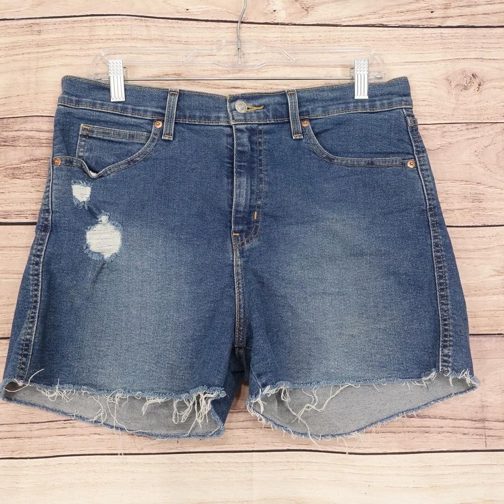 Signature By Levi Strauss Cut-Off Denim Shorts Womens 10 Blue High-Rise 33 Waist